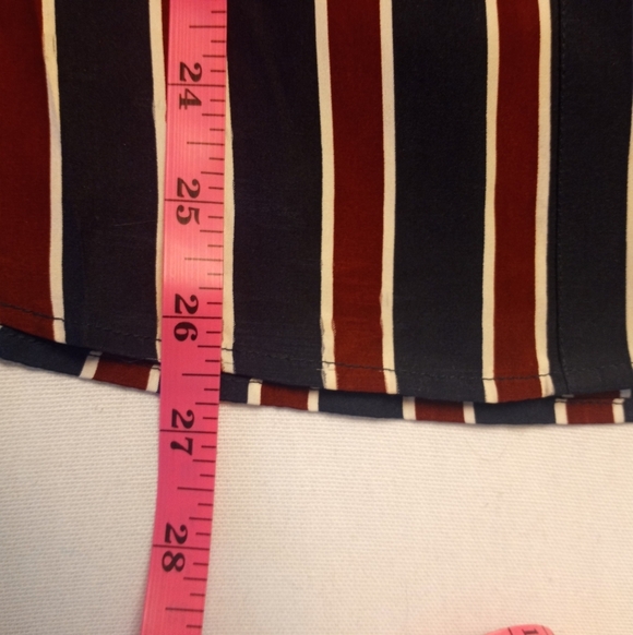 Frame Silk Burgundy Red Navy Cream Striped French Cuff Boho Button Down Shirt M - Picture 9 of 10